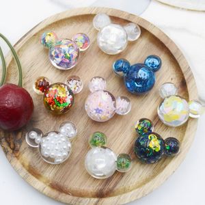 Dijes de Resina con Cabeza de <span class=keywords><strong>Mickey</strong></span> <span class=keywords><strong>Mouse</strong></span>, Lentejuelas Acrílicas, Perlas, Purpurina, Copos de Nieve Navideños, 27 mm, Decoración DIY - Product Image 2