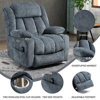 Fauteuil inclinable en tissu à cadre en bois de style moderne avec fonction de levage électrique, fauteuil pivotant et à bascule multifonctionnel pour salon et détente