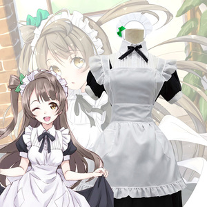 Love Live! Disfraz de sirvienta, vestido largo blanco y negro, traje de cosplay de anime para mujer - Product Image 2