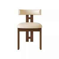 Chaise de salle à manger vintage en bois massif de style français, motif barbe de chat, touche rétro pastorale nostalgique, mobilier léger de designer pour la maison