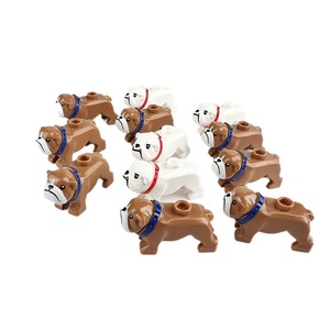 Serie de animales café blanco Bulldog regalos DIY Juguetes bloques de construcción niños educación Juguetes para niños - Product Image 1