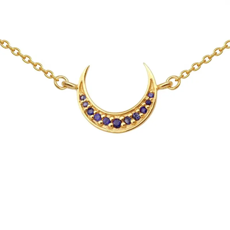 Milskye Thời Trang Tùy Chỉnh 18K Mạ Vàng Kim Cương Sapphire Trang Sức Mặt Trăng Nữ Thần Choker Vòng Cổ Phụ Nữ