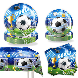 Vaisselle <span class=keywords><strong>de</strong></span> fête d'anniversaire sur le thème du football en gros : Assiettes en carton, serviettes, bannières et fournitures <span class=keywords><strong>de</strong></span> décoration pour les matchs <span class=keywords><strong>de</strong></span> football - Product Image 4