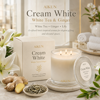 Bougie parfumée artisanale en cire de soja AIKUN de qualité supérieure, 3 mèches, verre ombré, emballage personnalisé, pour boutique de cadeaux de luxe