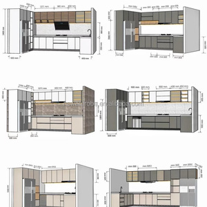 Meubles de cuisine modulaires au design personnalisé avec plan de travail stratifié et accessoires de charnières, unités de base en bois sur mesure - Product Image 2