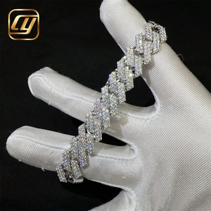 Luxury 13mm 925 Sterling Silver Fashion <b>Iced</b> <b>Out</b> VVS Moissanite Diamond Cuban Link <b>Chain</b> Hip Hop Jewelry Bracelet - Product Image 1