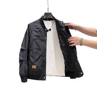 Veste de baseball pour homme, automne/hiver, fermeture éclair, sans col, imperméable, vêtements de travail, manteau décontracté, tendance