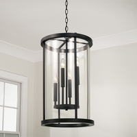 Lustre à bougies de style français, industriel et transitoire, avec cadre en laiton et pendentifs en verre, pour îlot de cuisine, chambre et salon