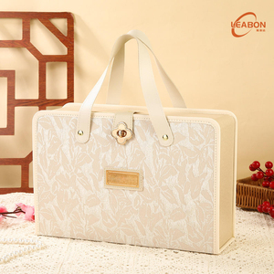 Caja de Papel Portátil, Rígida, de Cartón, con Tapa Abatible, Diseño de Bolso, Cierre Magnético, Asa de Cuero, Laminación Brillante, para Regalos de Boda o Dulces - Product Image 2