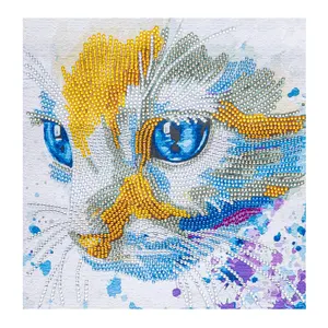 2021ชุดงานฝีมือมีกากเพชรรูปแมวตาสีฟ้าไอเดียใหม่สำหรับงานฝีมือแบบ DIY