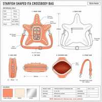 Sac à bandoulière Ita personnalisé en cuir PU corail en forme d'étoile de mer avec grande fenêtre en PVC, fabrication d'échantillons OEM ODM