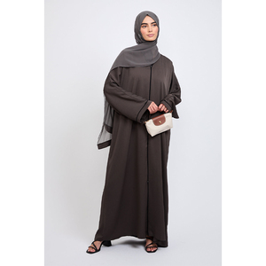 LEDUO Customized Brand New Plain <b>Open</b> Style Beaded Trim and Contrast Piping Modest Muslim for Women Zip-<b>up</b> Abaya - Product Image 1