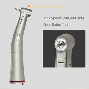 Manipolo Dentale Elettrico 1:5 con Aumento di Velocità, Spray Interno, Fibra Ottica, Contrangolo in Acciaio con Pulsante a Pressione e Cuscinetto in Ceramica GA15 - Product Image 2