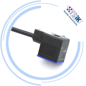 長方形3pe電磁弁コイルコネクタIP68IP69K防水シール230V10AメスプラグDIN43650サイズB、成形ケーブル付き