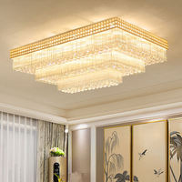 Lustre de plafond rectangulaire LED de luxe en cristal pour restaurant, hôtel, salon