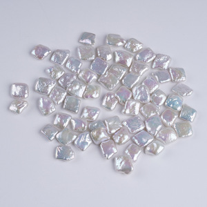 Perles carrées blanches de 12-13 mm de Zhuji, perles baroques d'eau douce, perles bouton roses, bijoux pour collier et bracelet DIY, vente en gros - Product Image 5