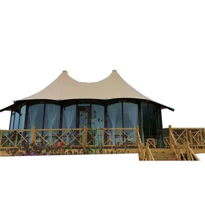 Tenda Safari Luar Ruangan 77sqm, Tenda Kemah Besar Multi-puncak, Restoran, Ruang Pertemuan/Aktivitas/Tenda Berkemah