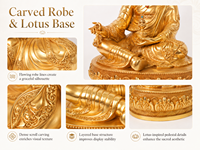 Statue de Padmasambhava en laiton plaqué or faite à la main, Sculpture tibétaine bouddhiste du Guru Rinpoche, Feng Shui personnalisé, Halo en option