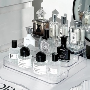 Support de présentation en acrylique transparent à trois niveaux pour parfums, cosmétiques et figurines d'<span class=keywords><strong>action</strong></span>, organisateur de bureau pour la coiffeuse de chambre - Product Image 3