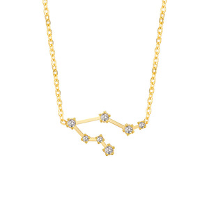 Collana Costellazione Oro con 7 Punti Stellari CZ Pavé, <span class=keywords><strong>Mappa</strong></span> <span class=keywords><strong>Stellare</strong></span> in Metallo, Catena Sottile a O, Gioielli Minimalisti Curvi da Donna - Product Image 1