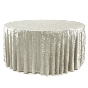 Luxury Velvet Table Cloth Round Ivory 120 / 132 Inch Round <strong>Tablecloth</strong> Soft Crushed Velvet <strong>Tablecloths</strong> - Product Image 1