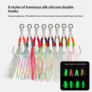 Hameçons d'assistance pour jigging en acier à haute teneur en carbone avec lamelles colorées pour la pêche en mer en bateau, leurres de jigging - Product Image 2