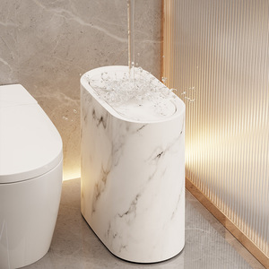 Poubelle <span class=keywords><strong>en</strong></span> <span class=keywords><strong>plastique</strong></span> Modèle 0918 avec couvercle pop-up, grande capacité pour cuisine, salon, toilettes, usage domestique, poubelle sanitaire - Product Image 4