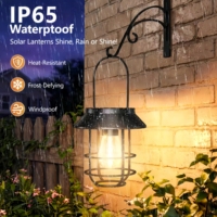 Lámpara Colgante de Metal para Exteriores, Resistente al Agua, con Energía Solar, Bombilla LED Edison Blanco Cálido, Decoración de Jardín
