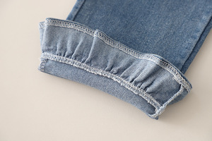 Ensemble 3 pièces en <span class=keywords><strong>jean</strong></span> pour filles, avec garniture en dentelle et ourlet à volants, tenue décontractée printemps-automne, combinaison en <span class=keywords><strong>jean</strong></span> - Product Image 6