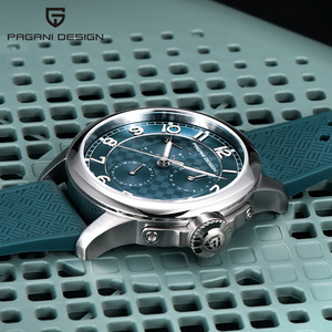 นาฬิกาควอตซ์ผู้ชาย Pagani Design หน้าปัดสีน้ำเงิน สายสแตนเลส กันน้ำ 100 เมตร ปฏิทิน ระบบอนาล็อก เครื่องญี่ปุ่น - Product Image 3