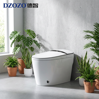 Toilette intelligente électrique avec couvercle à ouverture automatique, siège chauffant, compatible S-Trap et P-Trap, télécommande, cuvette allongée, commande tactile au pied, en céramique