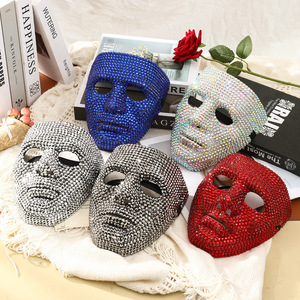 Máscara Facial Completa con Pedrería Brillante para Halloween y Festivales de Música, Accesorio de Disfraz Brillante para Conciertos y Fiestas - Product Image 1