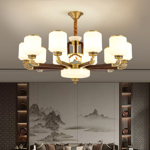 Nueva lámpara de araña de cobre de estilo chino con múltiples cabezales LED para sala de estar, comedor, dormitorio, decoración del hogar - Product Image 2