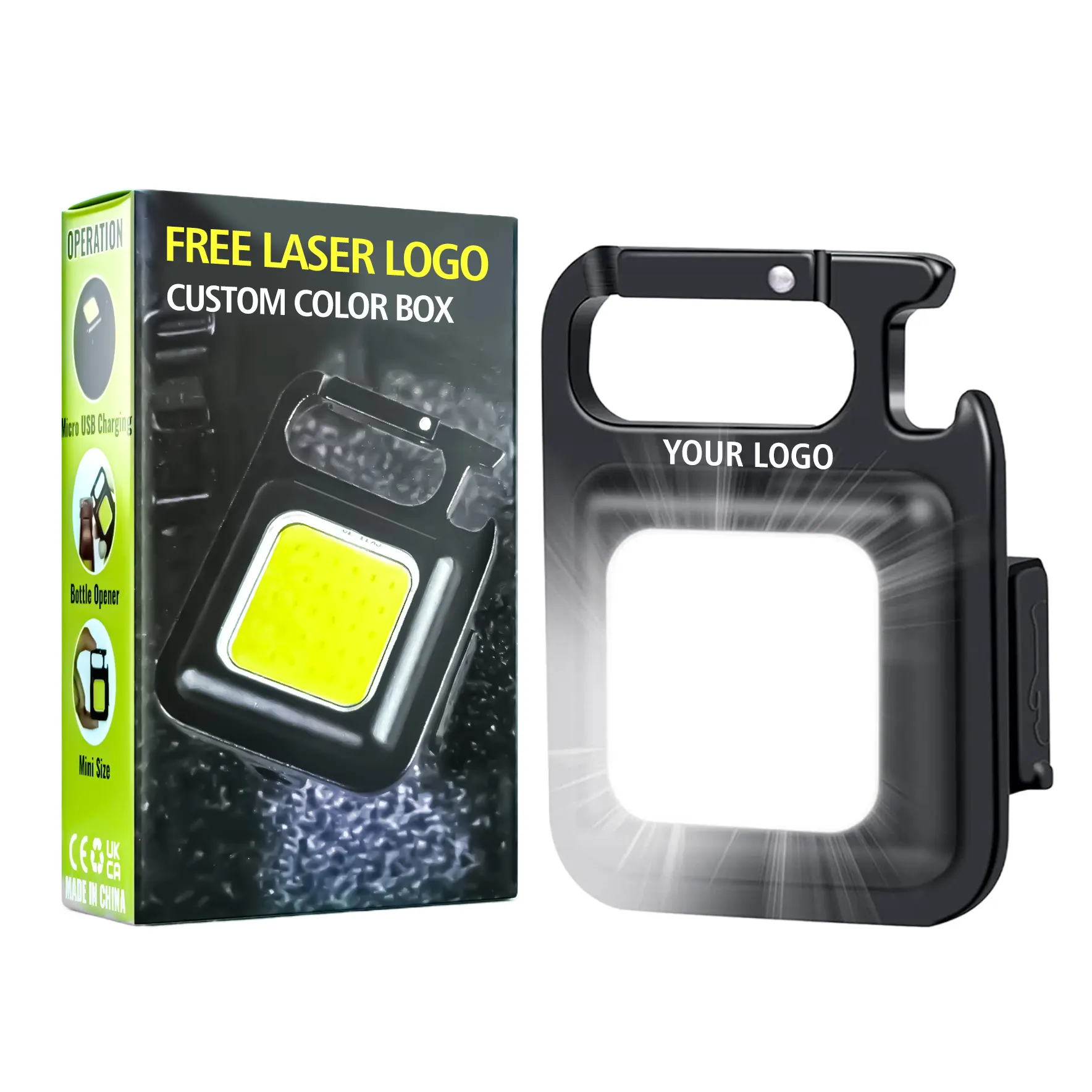 Lampe de travail multifonctionnelle Portable USB COB pour l'extérieur, Mini lampe de poche Led Cob Rechargeable pour Camping, porte-clés