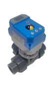 Válvula Eléctrica Moduladora de 3 Vías de UPVC Directa de Fábrica, 0-10V 4-20mA RS485 Modbus, Válvula de Bola Motorizada de Plástico Anticorrosión