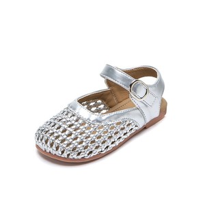 <span class=keywords><strong>Sandalias</strong></span> de bebé de ganchillo para niñas 2025, zapatos de verano con diadema de punto para niños pequeños, zapatos de playa de tejido abierto para niñas de estilo coreano - Product Image 5