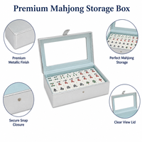 Boîte de rangement portable pour tuiles de mahjong en cuir PU, avec logo personnalisé, OEM, vente en gros, intérieur en velours, fermeture à pression