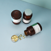 Flacon en verre ambré givré de 120 ml pour suppléments de croissance capillaire, flacons vides pour capsules avec étiquette privée et emballage en boîte