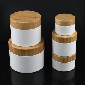 Barattolo Vuoto in <span class=keywords><strong>Plastica</strong></span> PP Bianca per Cosmetici con Coperchio in Legno di Bambù, 30g 50g 100g 150g 200g 250g - Product Image 6