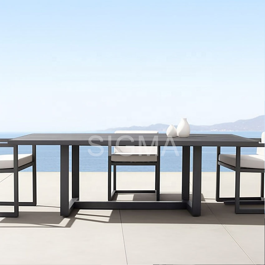 Luxury modern metal outdoor furniture garden table and chair aluminum dining set