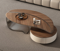 Muebles de Madera de Diseño Único, Hermosa Mesa de Centro con Forma de Hoja, Mueble para TV de MDF para Sala de Estar