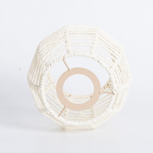 Lámpara colgante estilo Wabi Sabi, redonda, E27, pantalla blanca tejida a mano para sala de estar y dormitorio - Product Image 4
