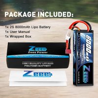 بطارية ليبو Zeee 2S V mAh 100C سدادة صلبة لشاحنة سيارة بتحكم عن بعد عربات التي تجرها الدواب