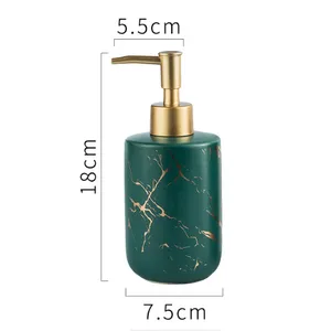 Distributeur de savon à main pour salle de bain Céramique ABS Gold Marbling Dish Soap and Lotion Bottle Pump 300ml Soap Dispenser