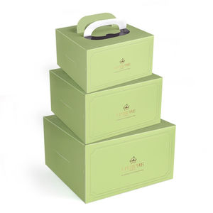 Venta al por mayor de alimentos a granel Cupcake Gable Box con asa hecha de cartón recubierto de papel de arte Ecológico Cajas de carpetas rígidas - Product Image 3