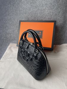 Sac à main de luxe en cuir de crocodile pour femme, sac structuré à poignée supérieure, style élégant, sac de créateur - Product Image 2
