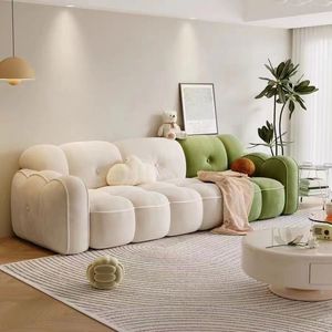 Cream Fabric <b>Sofa</b> Three Seater Cloud Pattern Velvet Living Room Designer Style - Product Image 1