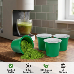 โรส มัทฉะ ลาเต้ แคปซูลกาแฟแบบ K-Cup ใช้ได้กับเครื่อง Keurig ชาเขียว กลิ่นดอกไม้ เครื่องดื่มแบบเสิร์ฟเดี่ยว ขายส่งจำนวนมาก รับผลิตแบบ OEM แบรนด์ส่วนตัว รับผลิตตามสั่ง - Product Image 1