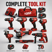 Kit combiné d'outils électriques sans fil avec 2 batteries, perceuse à percussion, clé à chocs, meuleuse d'angle, scie sauteuse, sac à outils, pour la maison