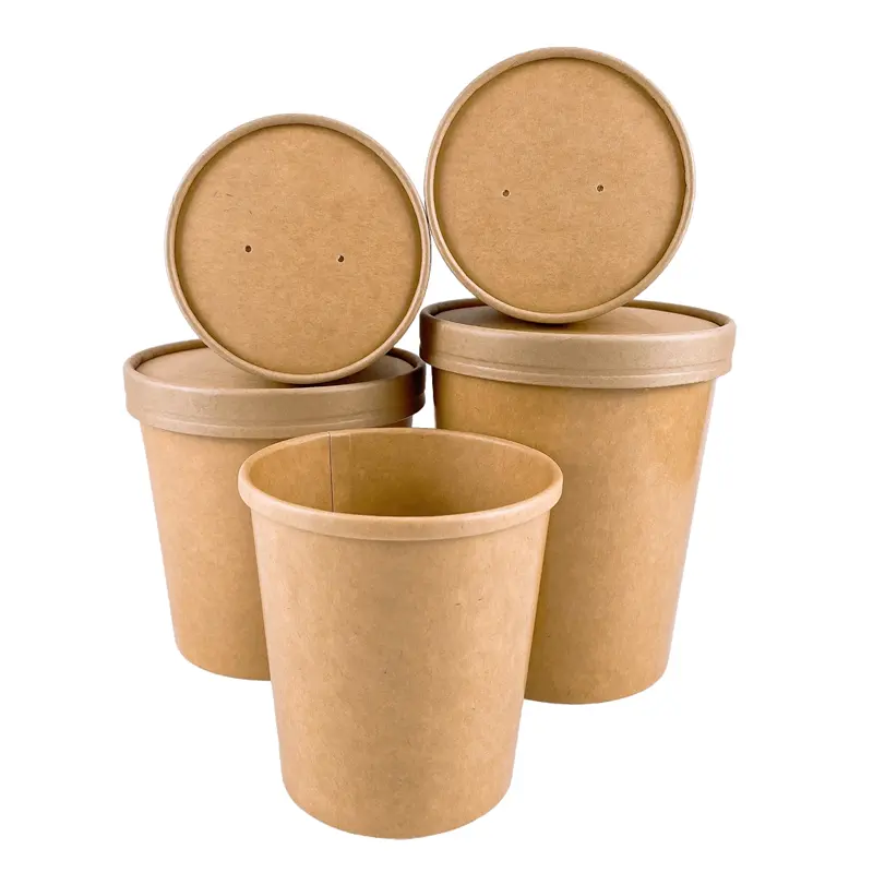 hot soup cup bowl with paper lid disposable paper box Disposable Paper Bowls To Go Soup Containers with Lids